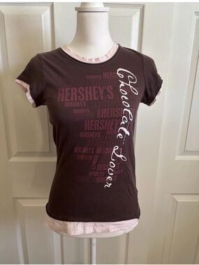 Bella Hershey's Graphic Print Short Sleeve 100% Cotton T-Shirt Juniors Medium